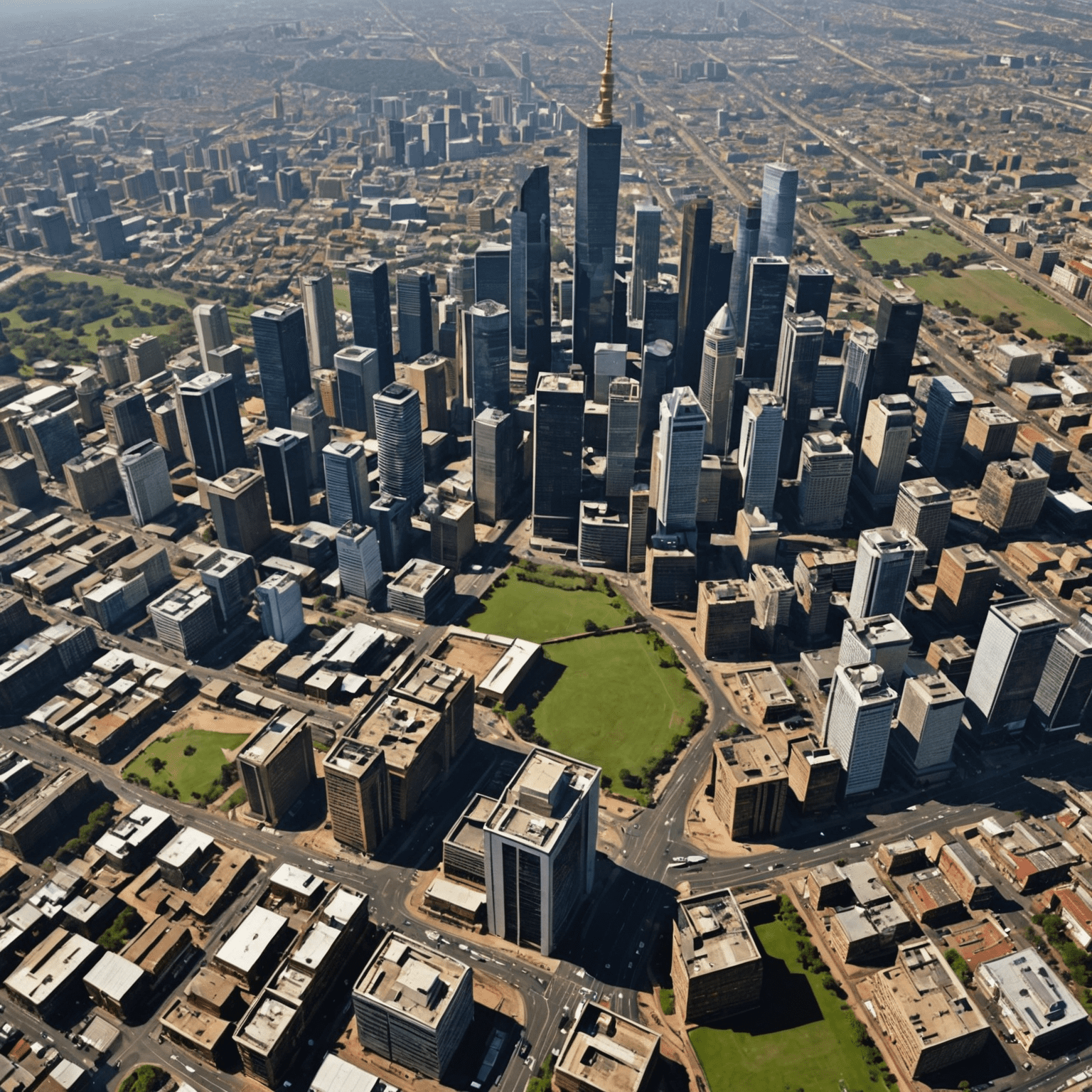 Aerial view of Johannesburg, South Africa's largest city and economic hub