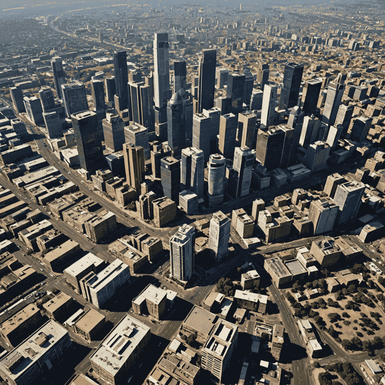 Aerial view of Johannesburg, South Africa's largest city and economic hub