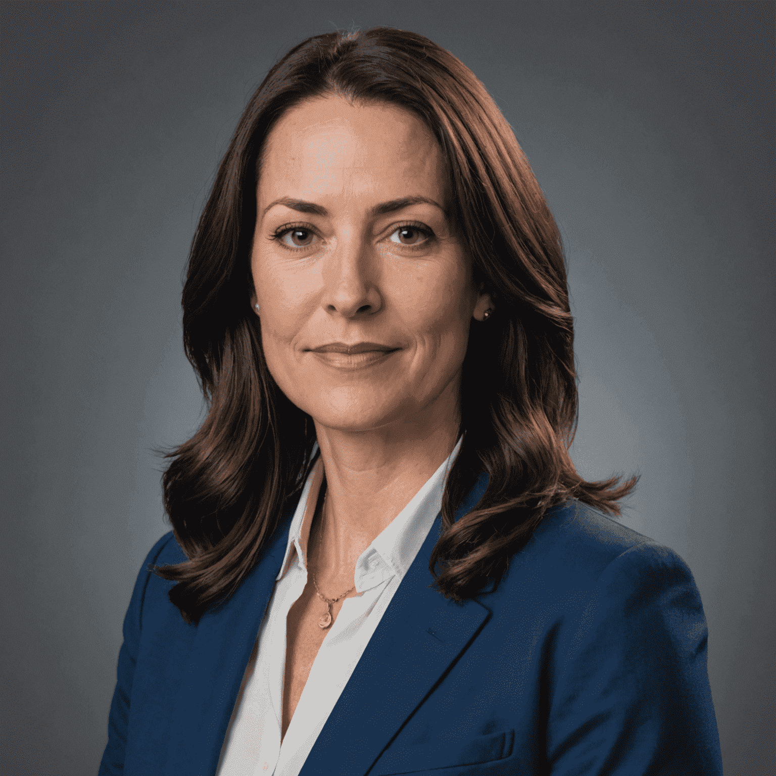 Headshot of Sarah Johnson, COO of GoldServiceCoin, a professional woman in her 40s with dark hair and a confident expression, wearing a blue blazer